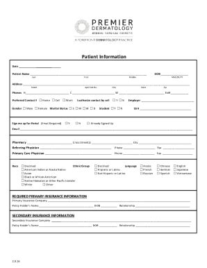 Fillable Online FREE 10+ Sample Patient Information Forms in PDFMS ...
