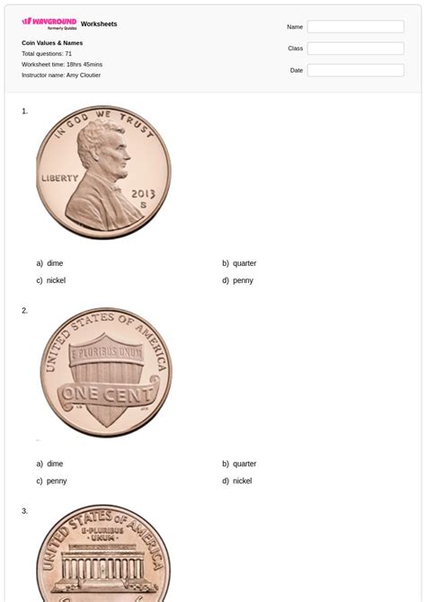50+ Coin Value worksheets for Class 1 on Wayground | Free & Printable