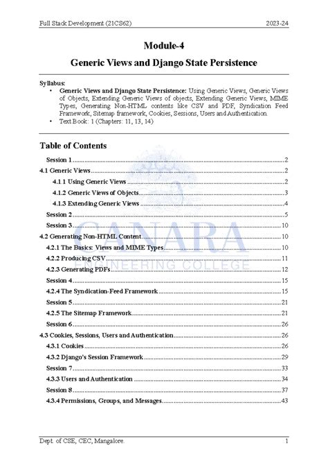 Full Stack Development (21CS62) Notes Module 4 Generic Views and Django ...