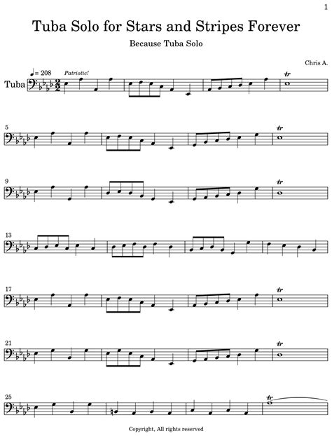 Tuba Solo for Stars and Stripes Forever - Sheet music for Tuba