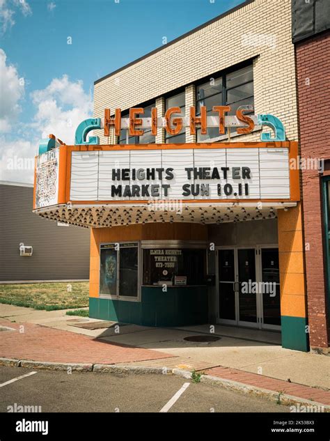 Heights Theater vintage sign, Elmira Heights, New York Stock Photo - Alamy