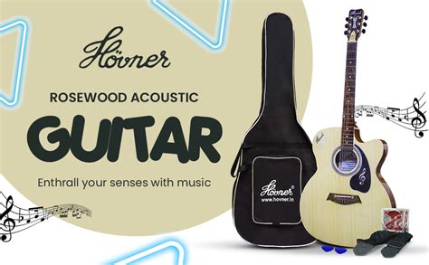 Hovner Venus Natural Acoustic Guitar With Rosewood Fretboard,Bag,Strap ...