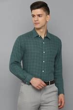 Buy Men Green Regular Fit Checked Full Sleeves Formal Shirt Online ...