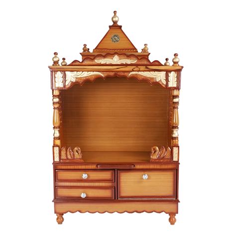Sacred Space Floor Rested Pooja Mandir For Home (Teak Gold) – DZYN ...