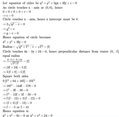 Equation of circles touching x-axis at the origin and the line 4x 3y ...