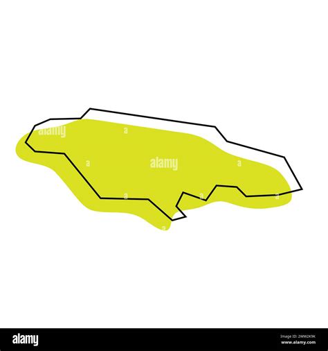 Jamaica country simplified map. Green silhouette with thin black ...