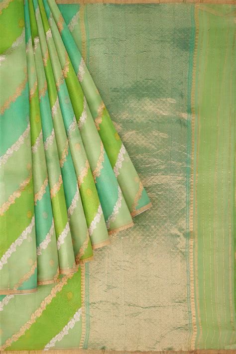 GREEN COLOUR ORGANZA BANARASI WITH RANGKAT WEAVING HANDLOOM SAREE - ATHARVA