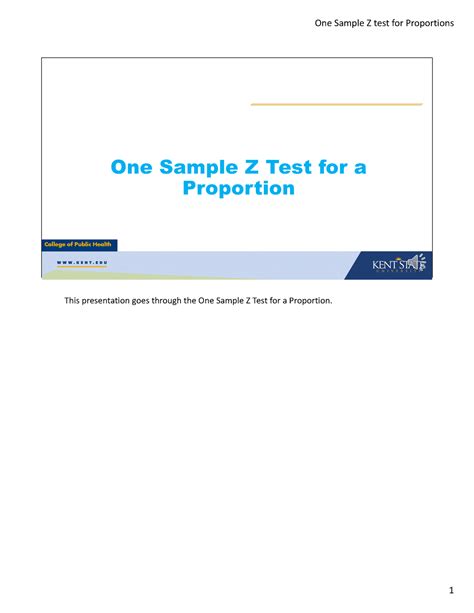One Sample Z test for proportions - This presentation goes through the ...