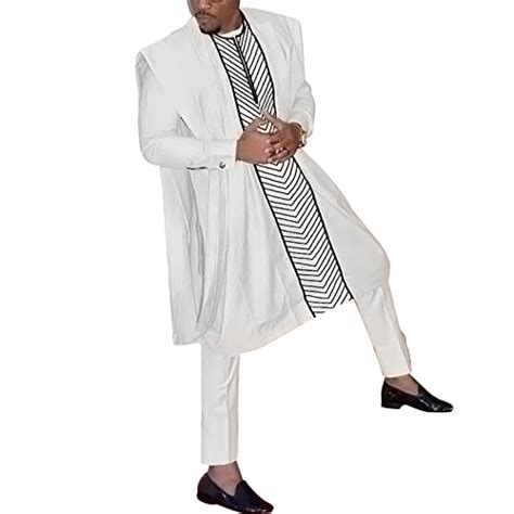 HD African Man Clothing Agbada Outfit 3 Pieces White Kaftan Attire for ...