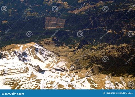 Aerial View from Snow Covered Taurus Mountains in Turkey Stock Image ...