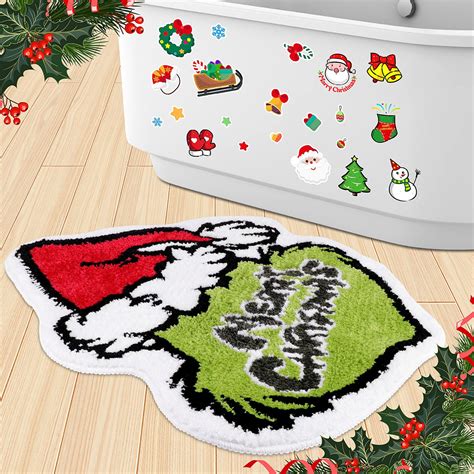 Amazon.com: Homgaty Christmas Bath Mat, Green Christmas Bathroom Rug ...
