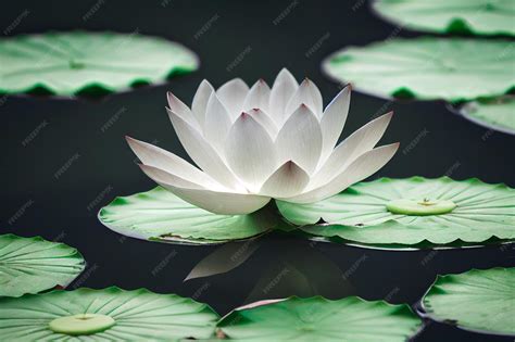 Premium Photo | 3d illustration white lotus flower pad in pond isolated ...