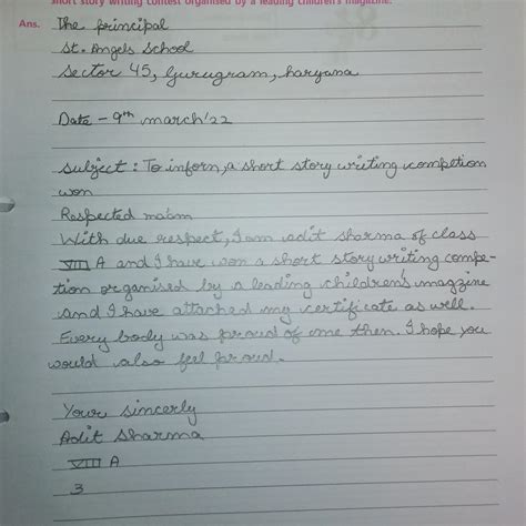 write a letter to the principal of your school informing him/her about ...