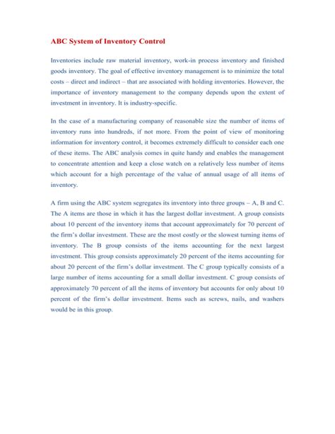 Image result for Selective Inventory Control Techniques ABC