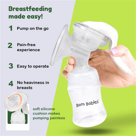 Born Babies Natural Manual Breast Pump ,BPA Free,Anti-Colic Silicone N