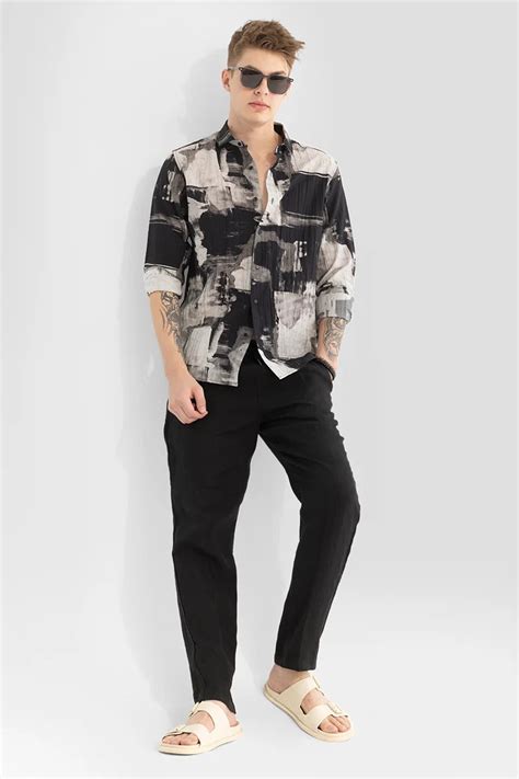 Buy Men's Black Textured Abstract Shirt Online | Snitch – SNITCH