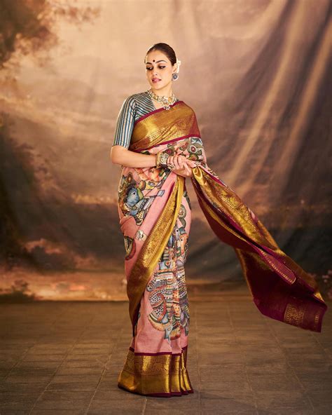 Hand-Painted Kalamkari Kanjeevaram Natyam Themed Saree – Aamra by Lavanya