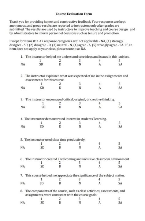 Image result for Course Evaluation Form Excel