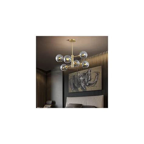 Buy Bepuzz Brass Mid-Century Modern Chandelier Glass Globe Sputnik ...