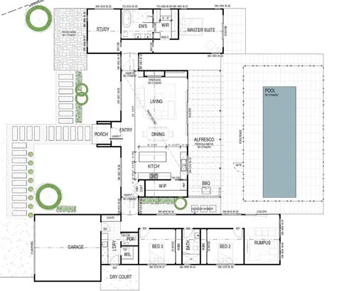 Floor plan | House plans australia, Model house plan, Courtyard house plans