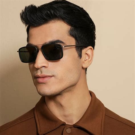Buy Matte Gunmetal Black Green Solid Full Rim Rectangle Square Vincent ...