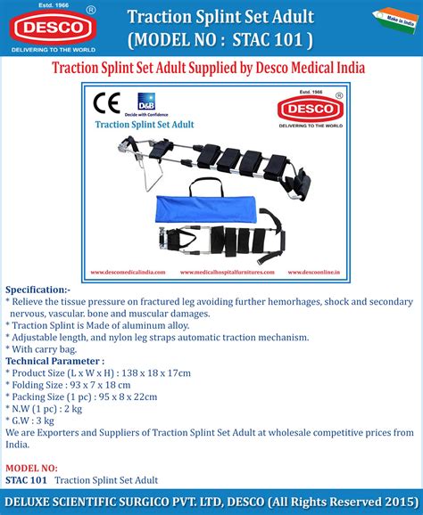 Traction Splint Set Adult | Manufacturer and Supplier India | DESCO