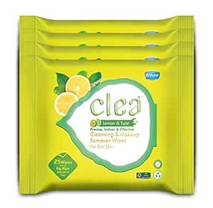 Clea Lemon & Tulsi Cleansing Makeup Remover Wet Wipes for Oily Skin ...