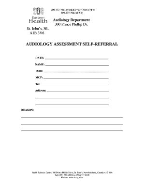 Fillable Online chha-nl Eastern Health Audiology self referral formdoc ...