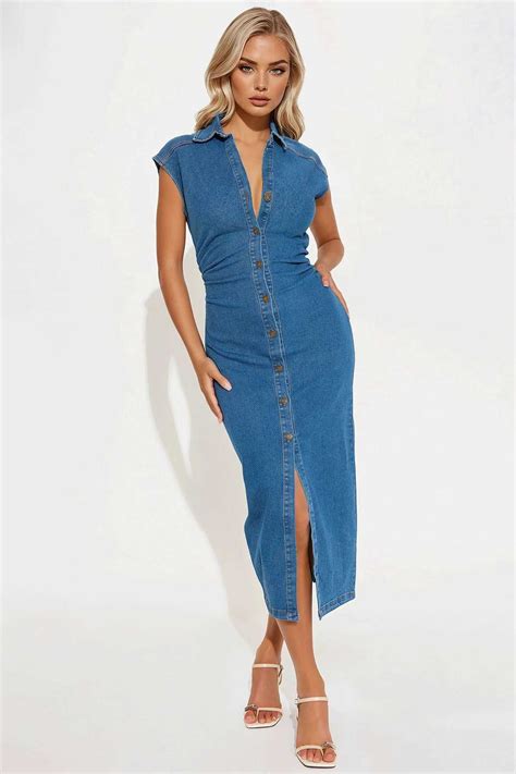 Devine Denim Maxi Dress - Denim - Dresses For Women Online Store