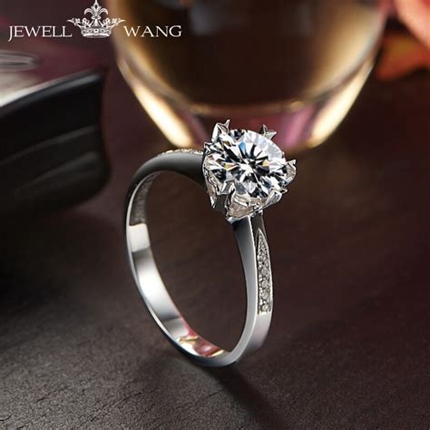 Jewellwang 18k White Gold Ring Snowflake 0.5ct Moissanites 0.05 Carat ...