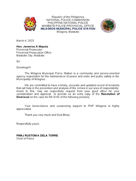 Sample of Resolution Letter for Request 的图像结果