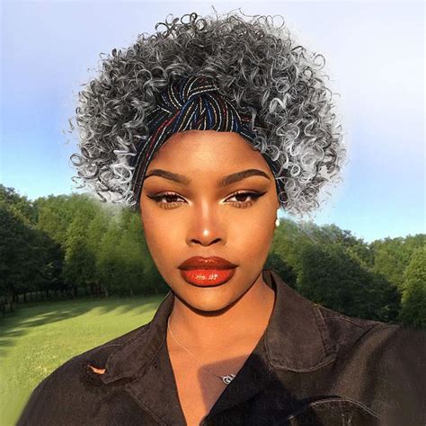 Buy LEOSA Headband Wig for Black Women, Afro Kinky Curly Wig Head Wrap ...