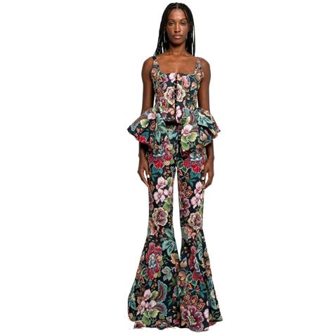 Shop Marques Almeida Brocade Extreme Flare Trousers - Black On AiSPi