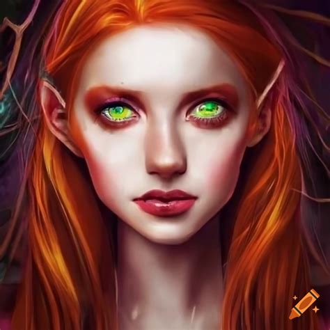 Image of a red-haired witch with green eyes