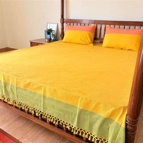 RANGBHAR Handloom Premium Bedsheet King Size | 100% Cotton Bed Sheet ...