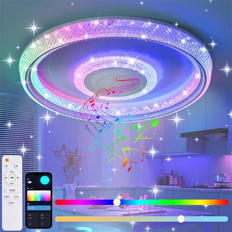 Bathroom Ceiling Light 18in, Waterproof Shower Light with Bluetooth ...