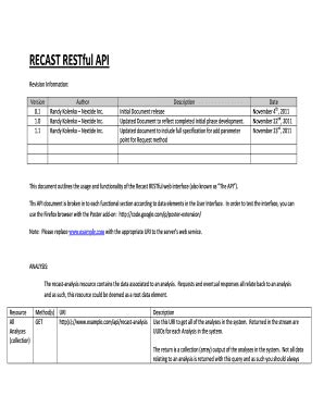 Fillable Online recast perimeterinstitute RECAST RESTful API - recast ...