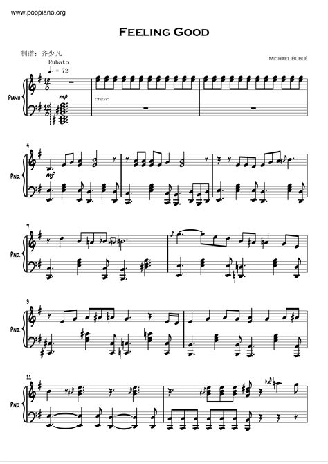 Michael Buble-Feeling Good Sheet Music pdf, - Free Score Download ★
