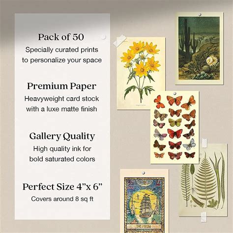 Buy 50 Mini Botanical Cottagecore Collage Art Posters (4? x 6 ...