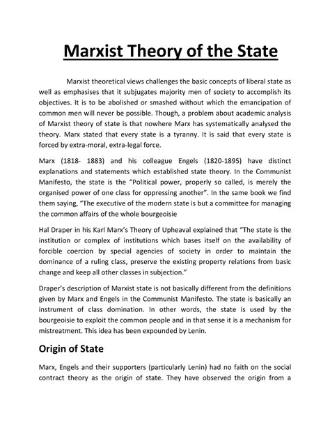 Dr. VB Theories of the state Marxist- MARXIST THEORY OF STATE - Marxist ...