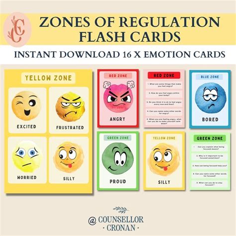 Zones of Regulation Coping Skill Flash Cards Self Regulation - Etsy India