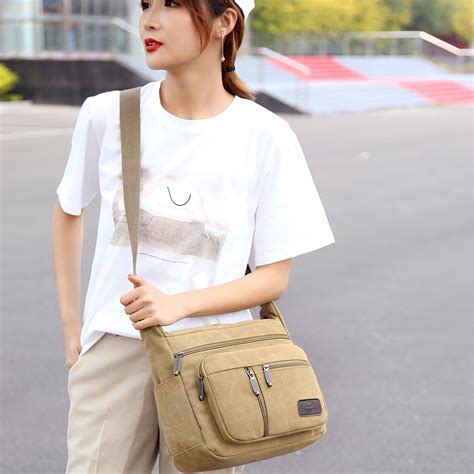 MOMISY Canvas Sling Cross Body Bag Travel Side Bag Office Messenger Ba ...