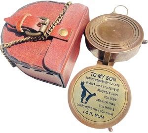 LDKD Antique Flat Pocket Compass with to My Son-Love Mom Engraved ...