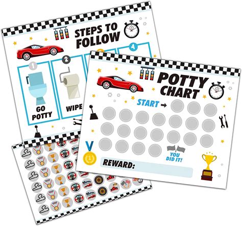 Potty Training Sticker Chart Race Car Potty Training Chart Boys ...