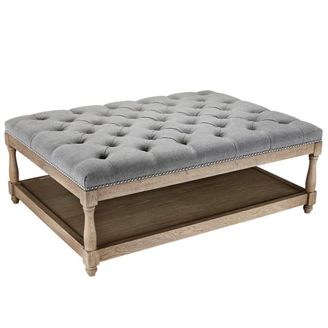 Upholstered Ottoman Coffee Table Dove Grey | La Residence Interiors