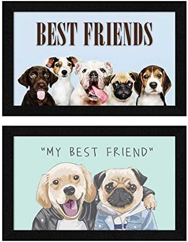 ArtX Paper Cute Dogs Wall Art Painting, Multicolor, Animal, 13X13 in ...