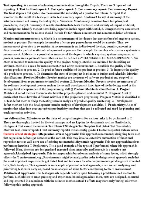 Ste final - notes - Test reporting: is a means of achieving ...