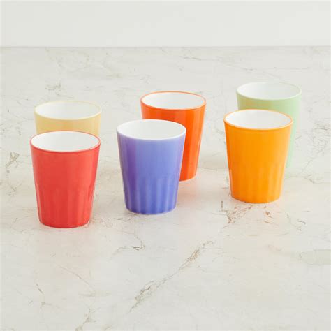 Buy Corsica Multicolour Bone China Small Tumbler - 160ml - Set of 6 ...