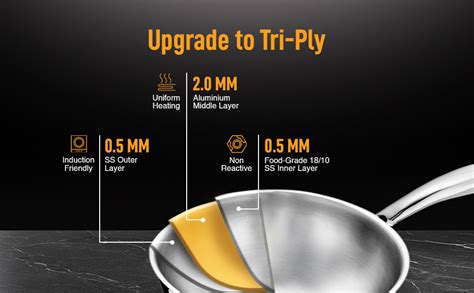 KENT Triply Kadai Wok 20 CM with SS Lid 1.6 L | Cool-Touch Diecast ...