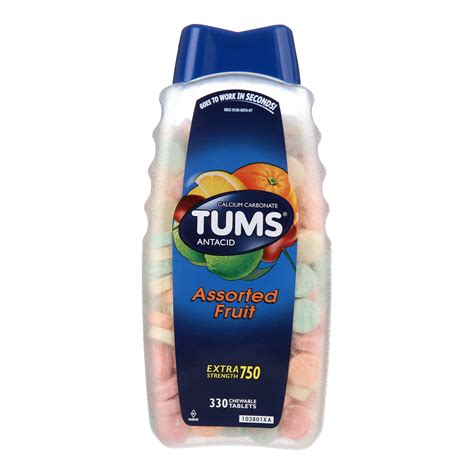 TUMS Extra Strength Chewable Antacid Tablets, Assorted Fruit, Quick Heartburn & Acid Reflux ...